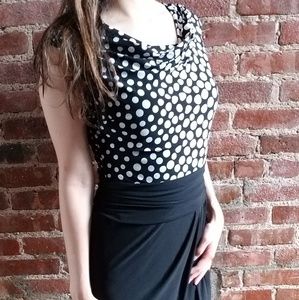 Chaps polka dot black dress